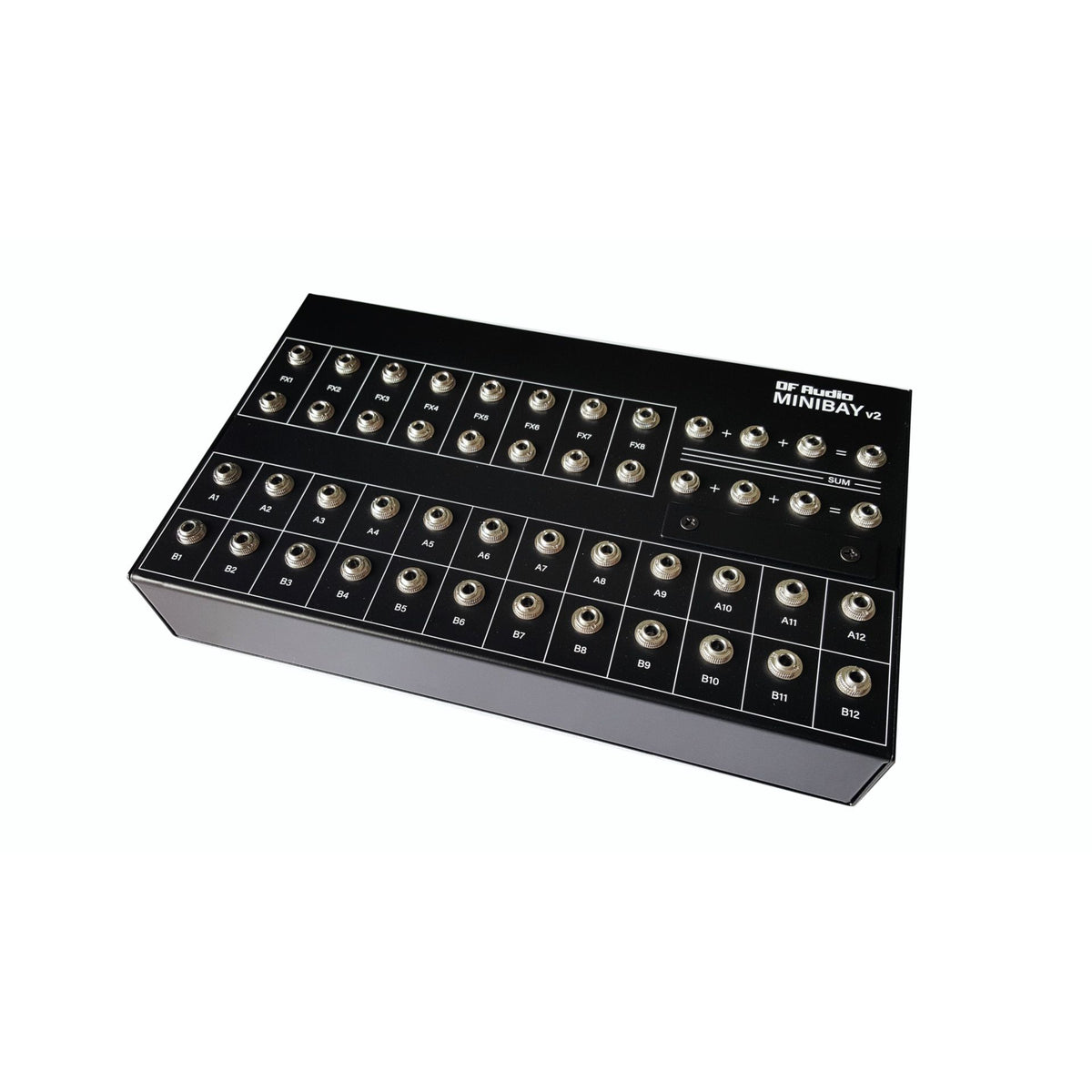 DF Audio Minibay V2 patchbay, vinklad vy