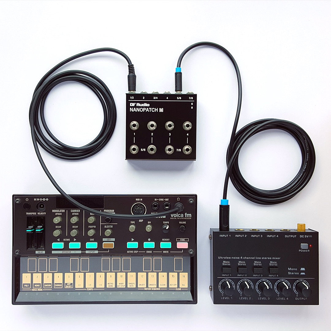 DF Audio Nanopatch M kopplad till en mixer