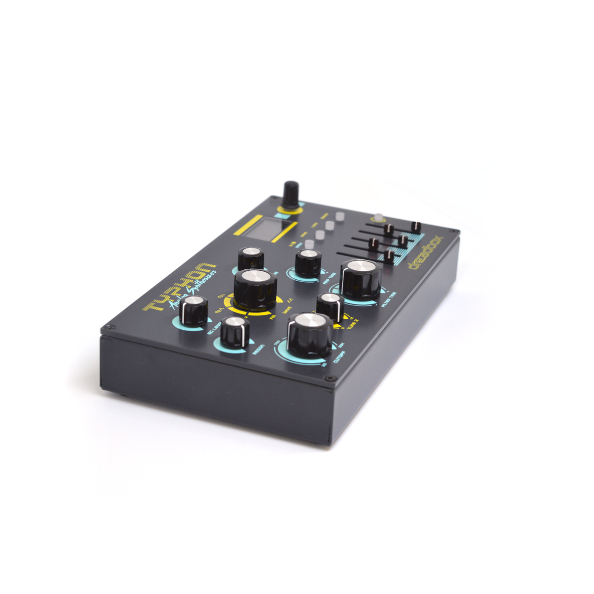 Dreadbox Typhon analog synth, vänster sidovy